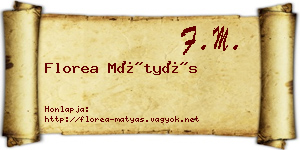 Florea Mátyás névjegykártya